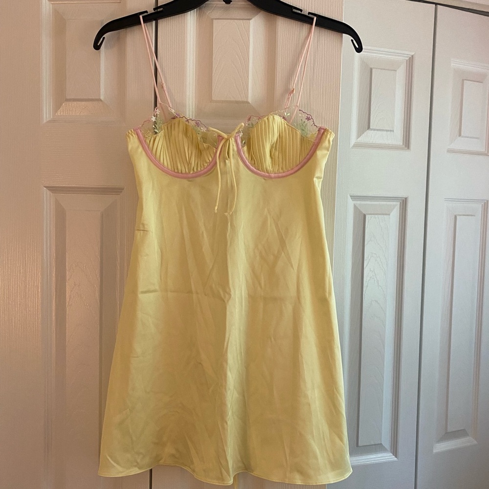For Love And Lemons Paloma Slip Dress in Buttercup